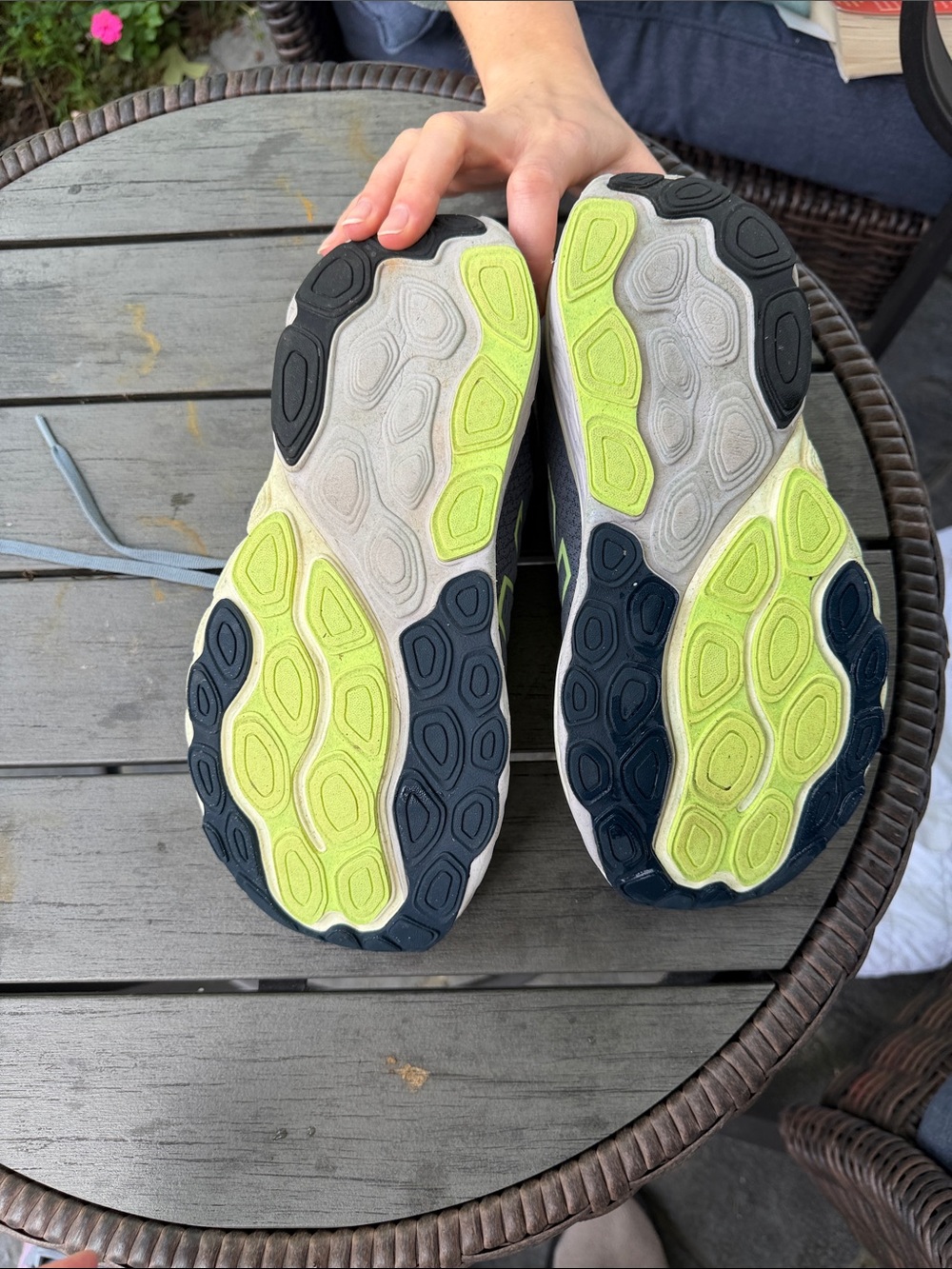 New Balance Grey and Neon Yellow Running Sneakers - Picture 3 of 4